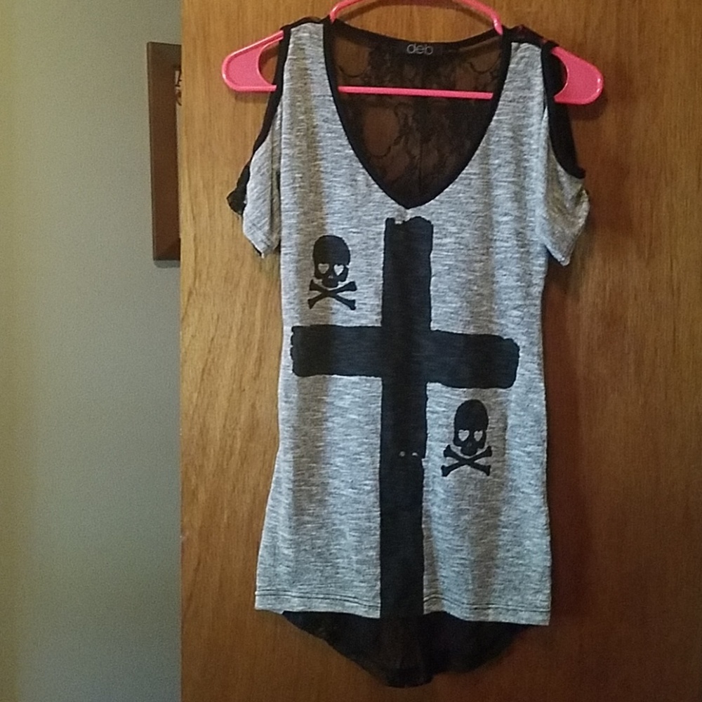 Skull & Cross Lace Back Tee